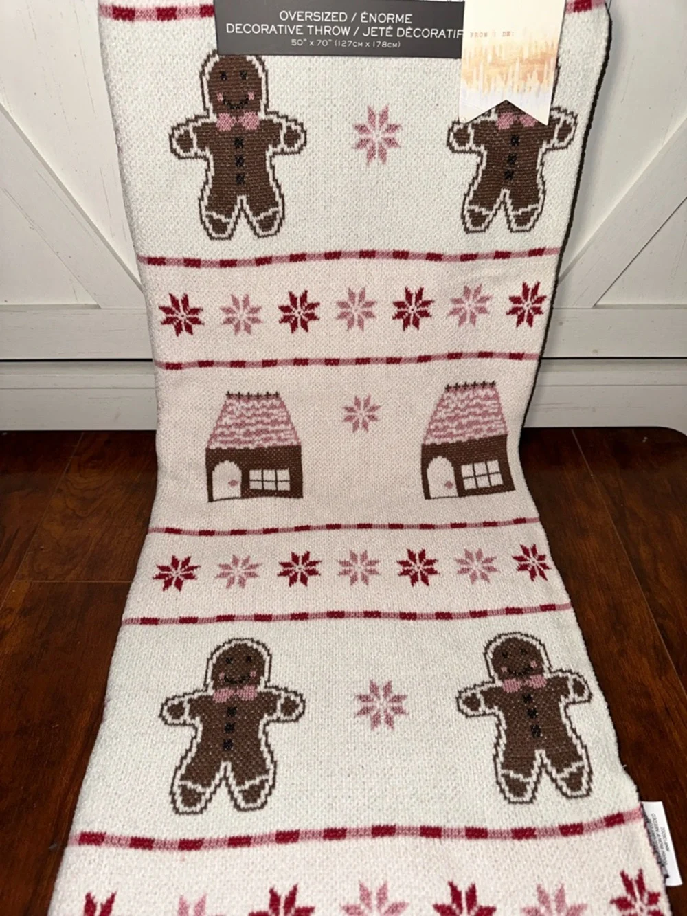 Nicole Miller Holiday Gingerbread Man Decorative Throw Blanket